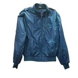 Vtg Member's Only Jacket, Teal Blue, Men's 40 Large, Full Zip, Racer Windbreaker
